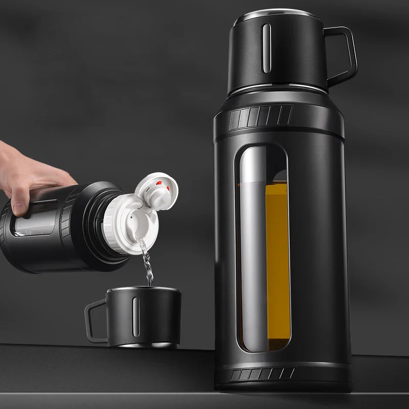 Outdoor Sport Glass Water Bottle - Große 2L Glas-Wasserflasche mit Sieb und